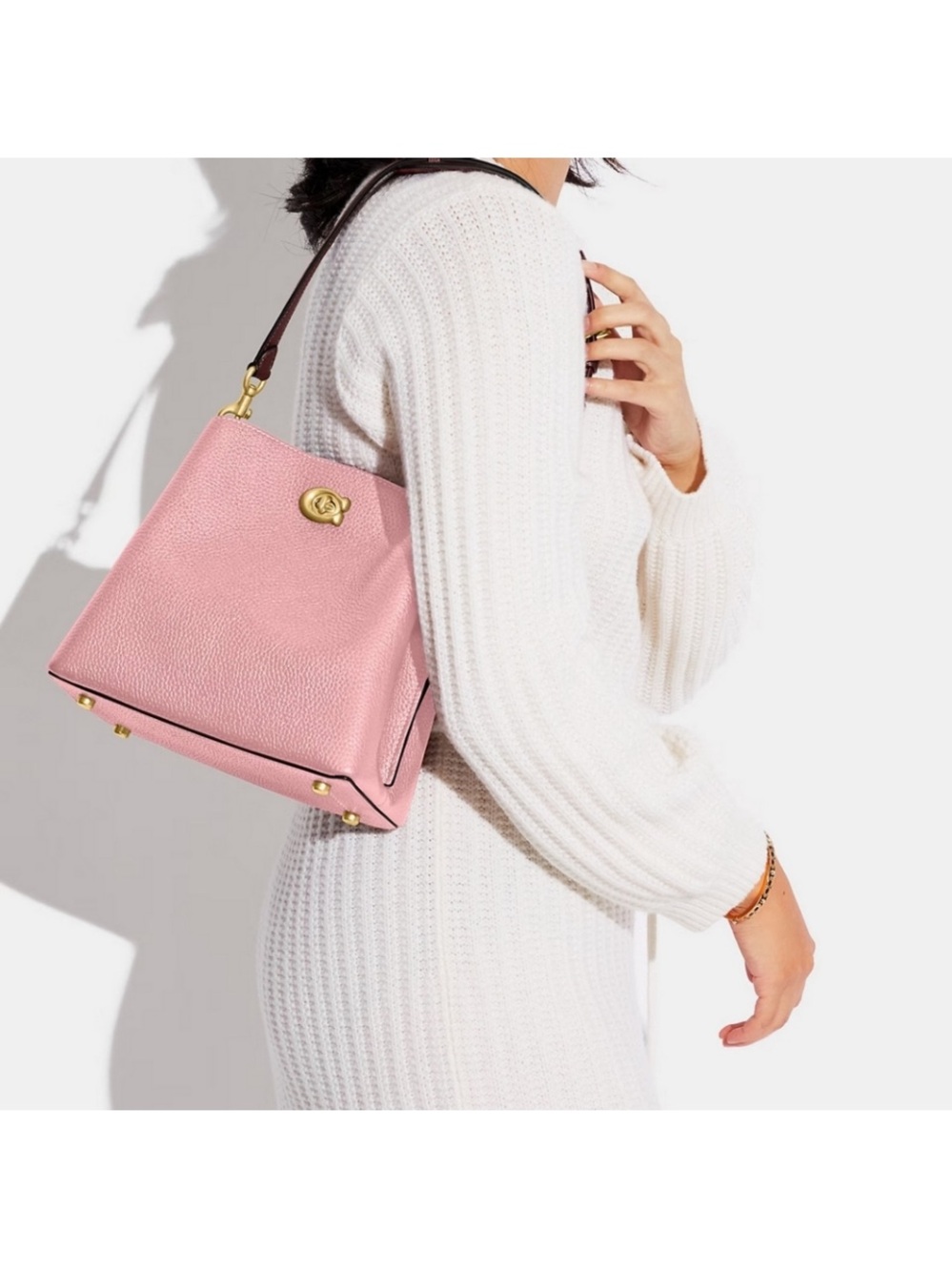 Coach Willow Bucket Bag Candy Pink Multi Brass Hardware Like New - Picture 5 of 17